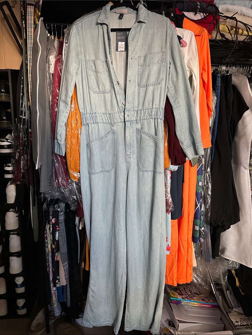 Universal Thread: Denim Jumpsuit Utility Boho Minimalist Light Wash - Picture 2 of 8